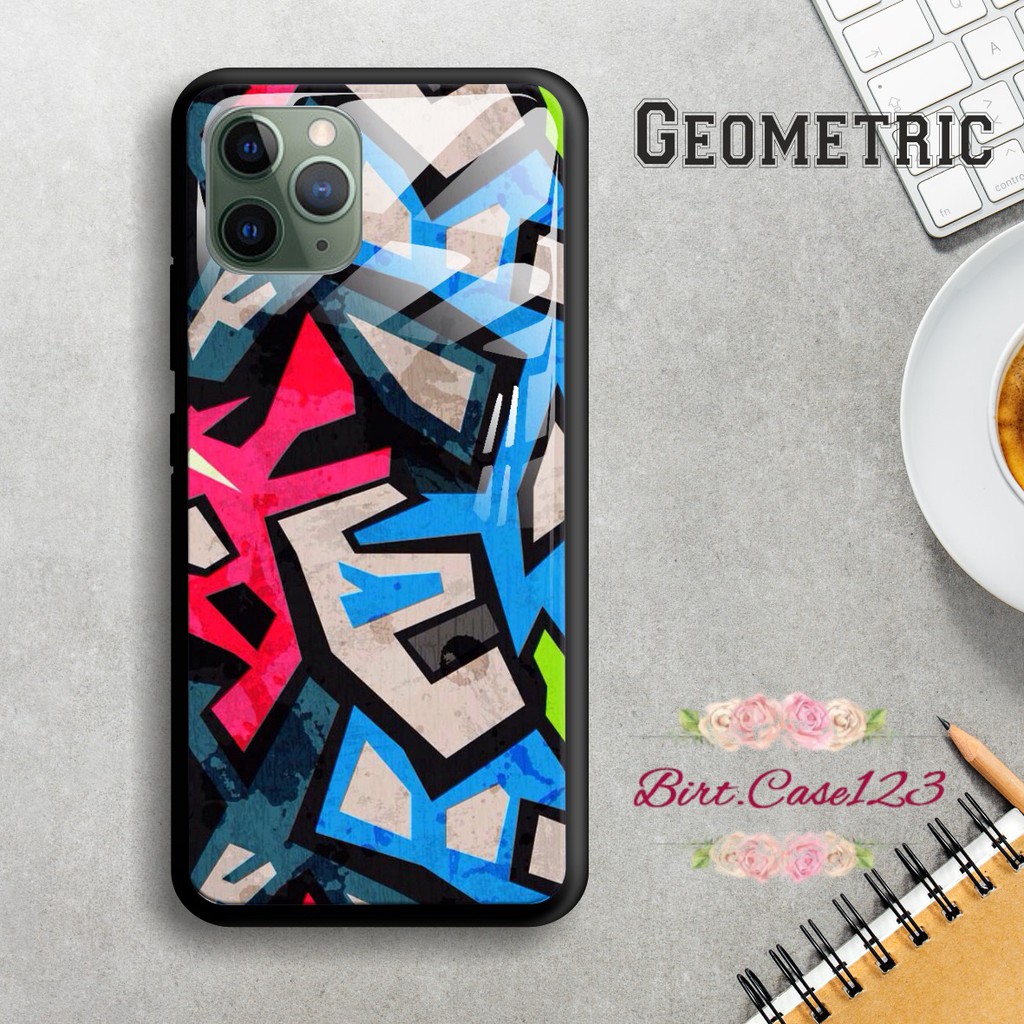 Back case glass GEOMETRIC Oppo A3s A1k A5 A9 2020 A7 F9 A5s A31 A52 a53 A92 A37 A57 A59 A71 BC1408