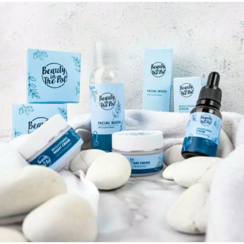Beauty In The Pot - 1 paket Skin Care ( Facial Wash, Day Ceam, Night Cream, Serum ) BPOM