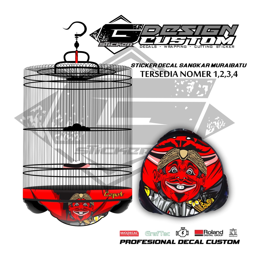 STICKER DECAL TEBOK SANGKAR MURAI BATU GAMBAR CEPOT KEREN NO. 1 2 3
