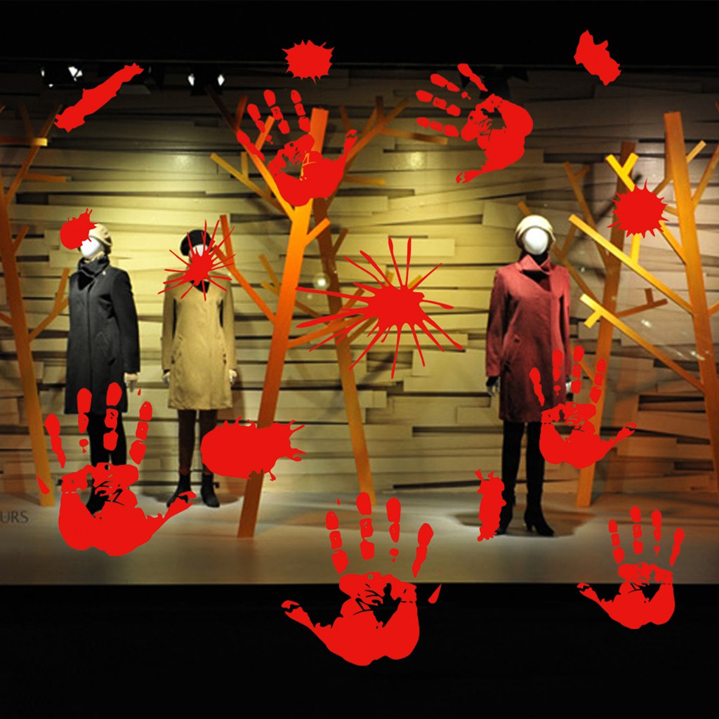 Stiker Dinding Desain Telapak Tangan Berdarah Untuk Dekorasi Pesta Halloween Shopee Indonesia