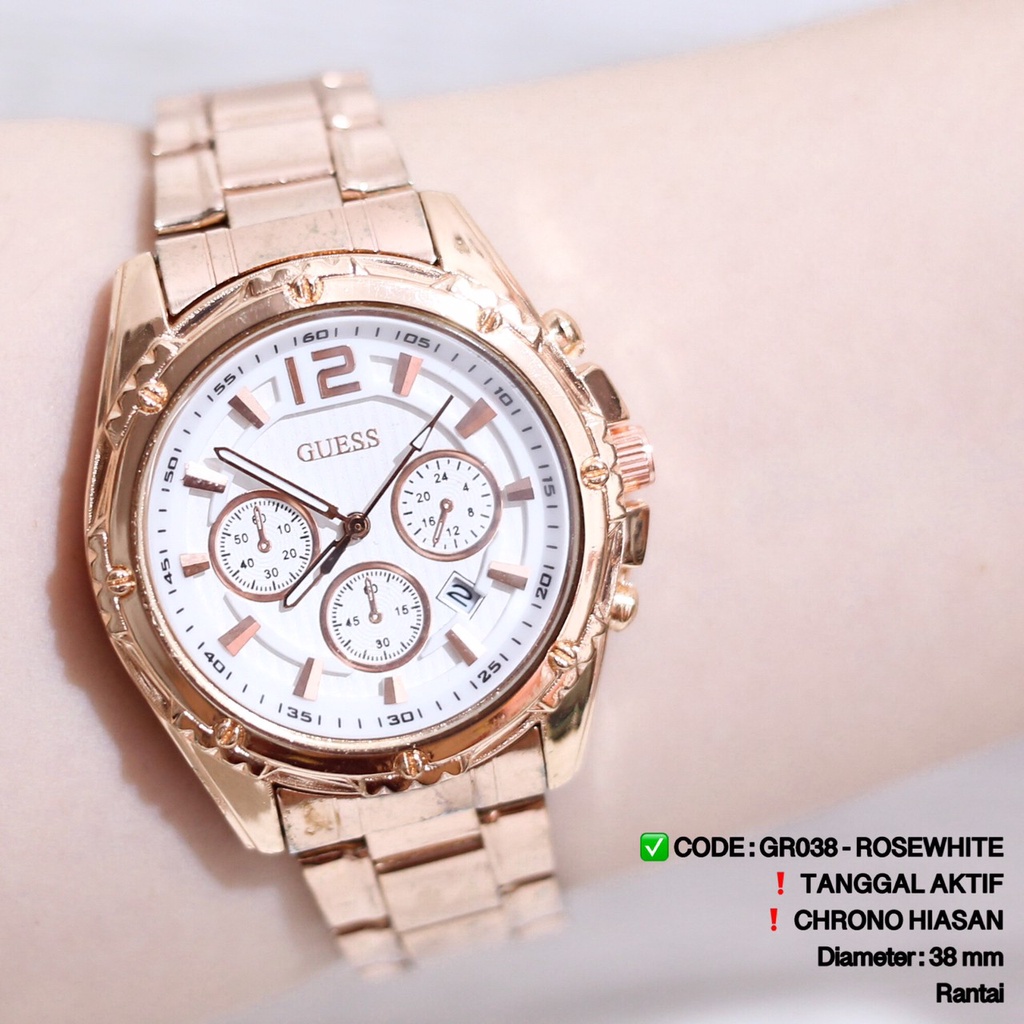 Jam tangan wanita guess rantai fashion cewek free baterai cadangan stainless steel GR038