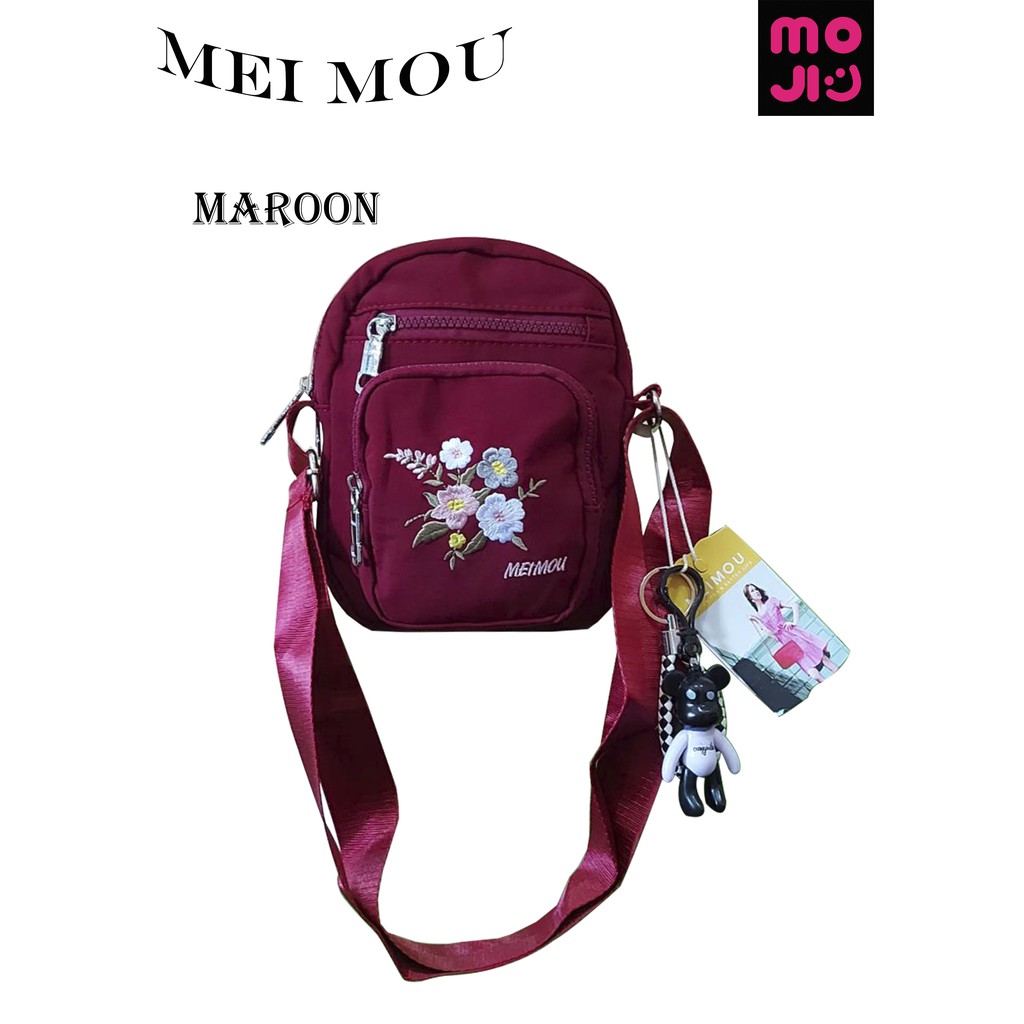 Tas wanita / Tas selempang / Tas Selempang Wanita Meimo 4 Ruang / Tas Bahu  Import High Quality / Sling Bag Meimou Motif Bunga