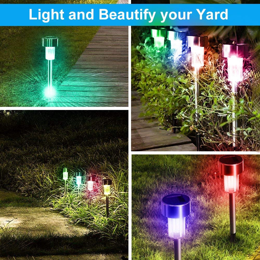 [Bayar Di Tempat]Lampu Taman LED Tenaga Surya Bahan Stainless Steel untuk Outdoor