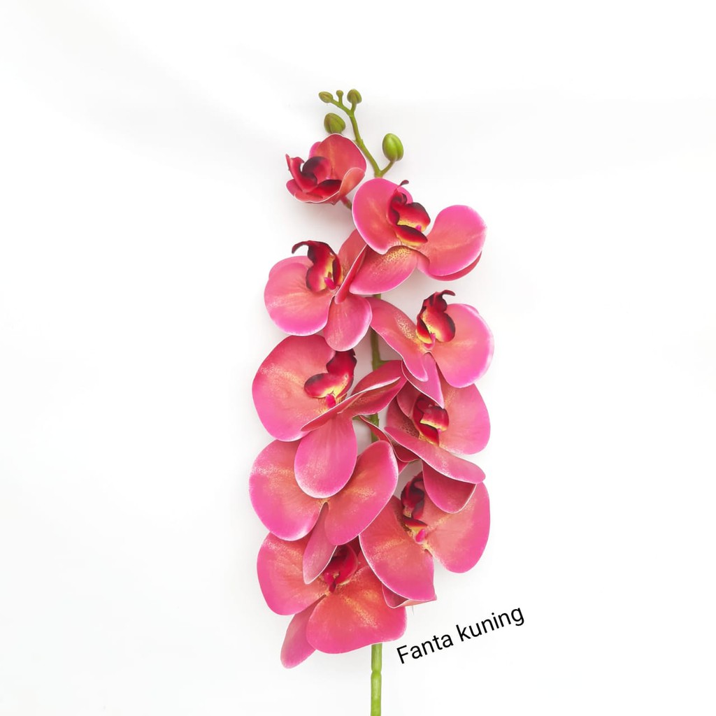 ANGGREK LATEX ORCHID X1 panjang 1 meter -  bunga plastik artificial home decor shabby chic-Fanta kuning