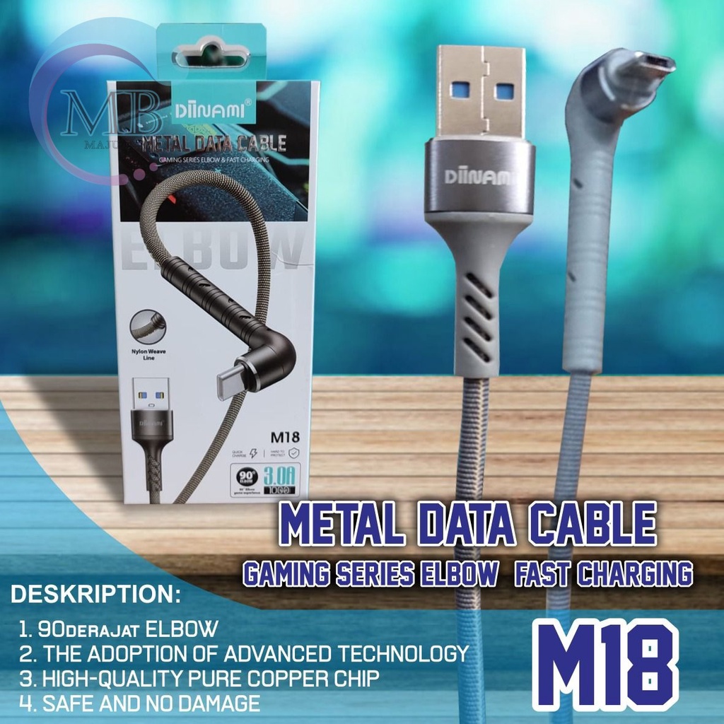 DIINAMI M18 kabel Cable Data GAMING fast Charging Kabel Data Micro , iphone , tipe c USB QC3.0 3 Amper bahan tebal MB2984