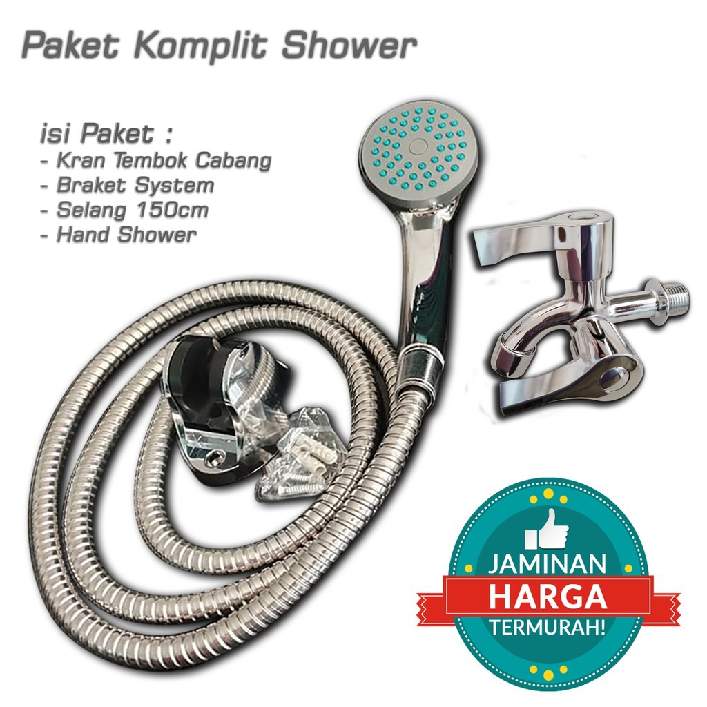 (SerbaSerbi)Kran Tembok Cabang Hand Shower Flexible,Braket System komplit Termurah