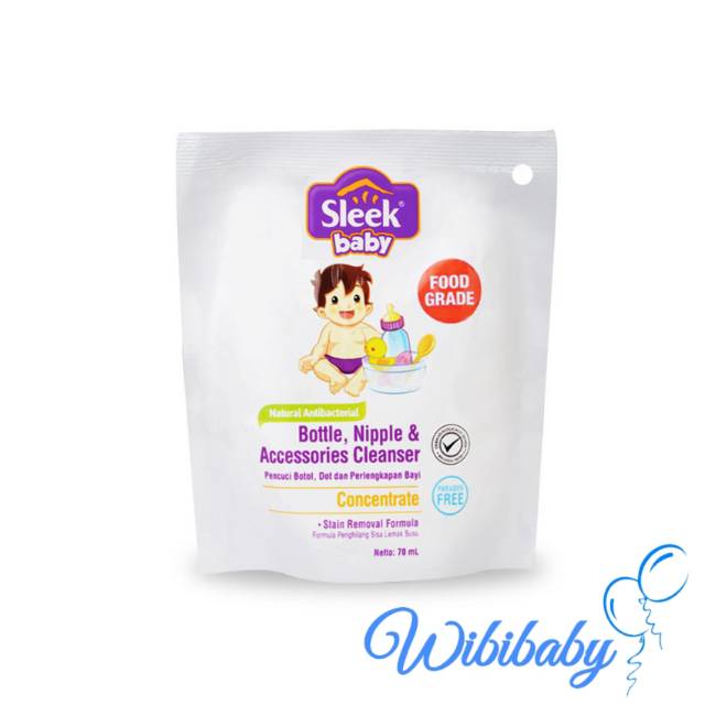 Sleek Baby (Natural Antibacterial) Bottle, Nipple &amp; Accessories Cleanser Pouch 70 mL