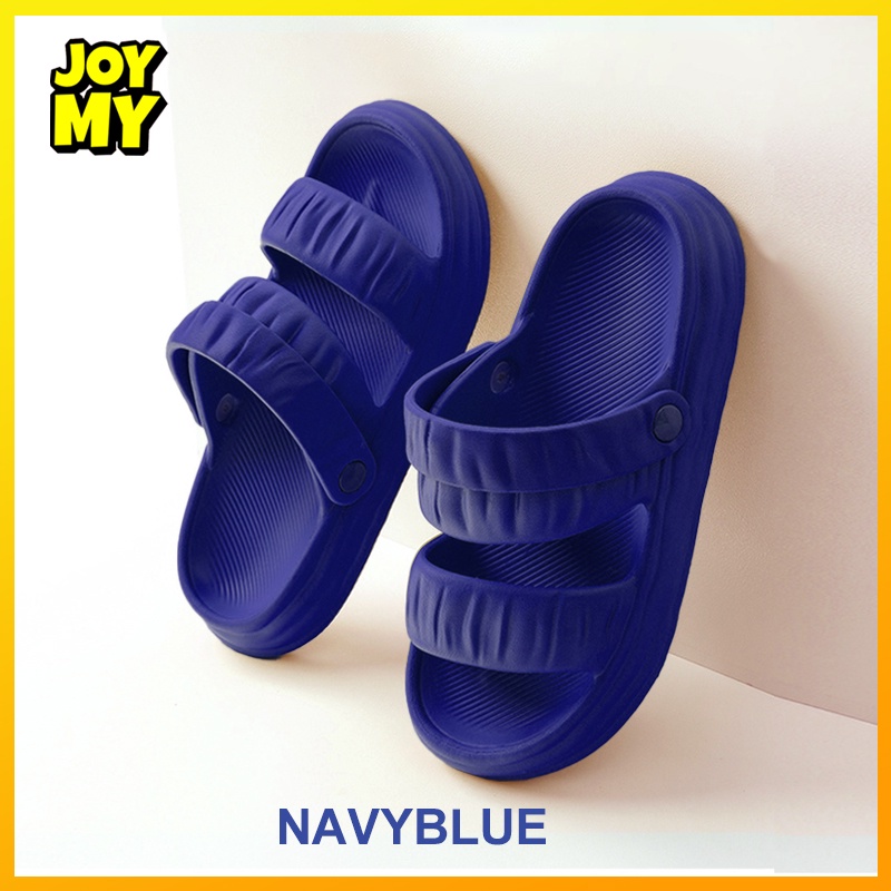 Sandal jelly wanita perempuan import sandal terbaru 2022 sandal rumah murah untuk wanita Soft Slipper Anti Slip Elastic Empuk PVC-NavyBlue