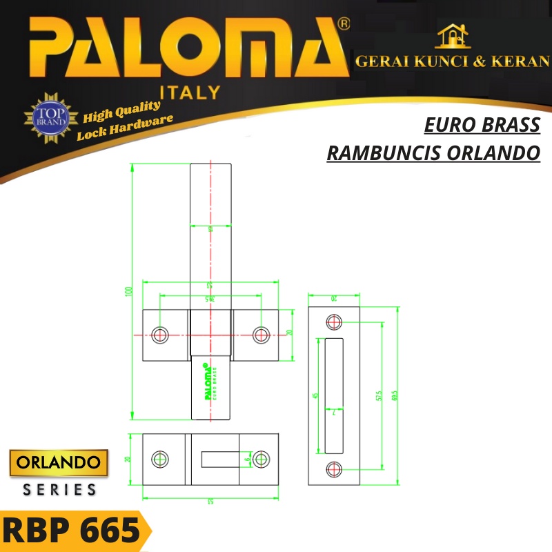 PALOMA RBP 665 RAMBUNCIS KUNCI PENGAMAN JENDELA HITAM MATTE BLACK