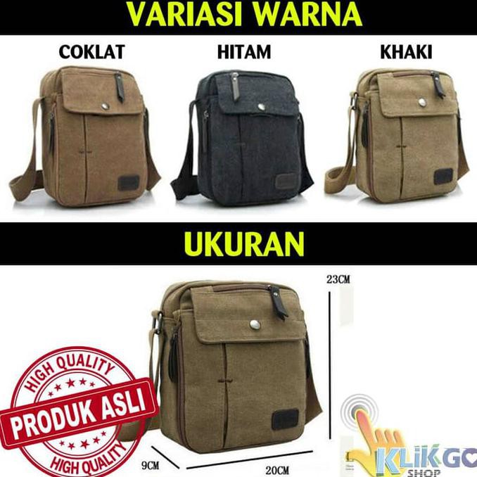 Diskon Tas Unik Multifungsi Pria Kecil Tas Bahu Selempang Bahan Kanvas Terbaru