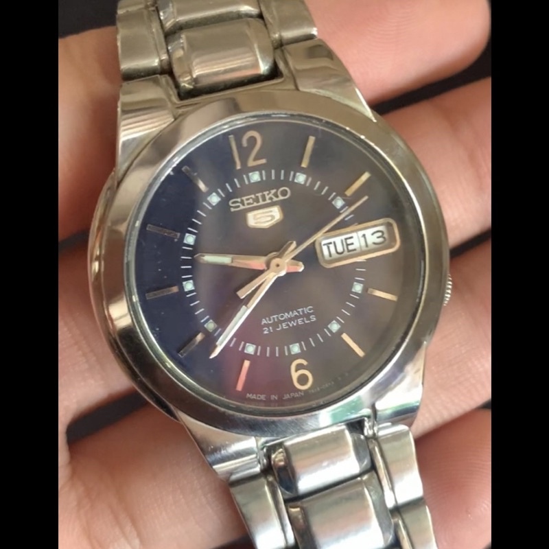 Seiko 5 blue Automatic 7s26 transparan bekas secondhand preloved part 2