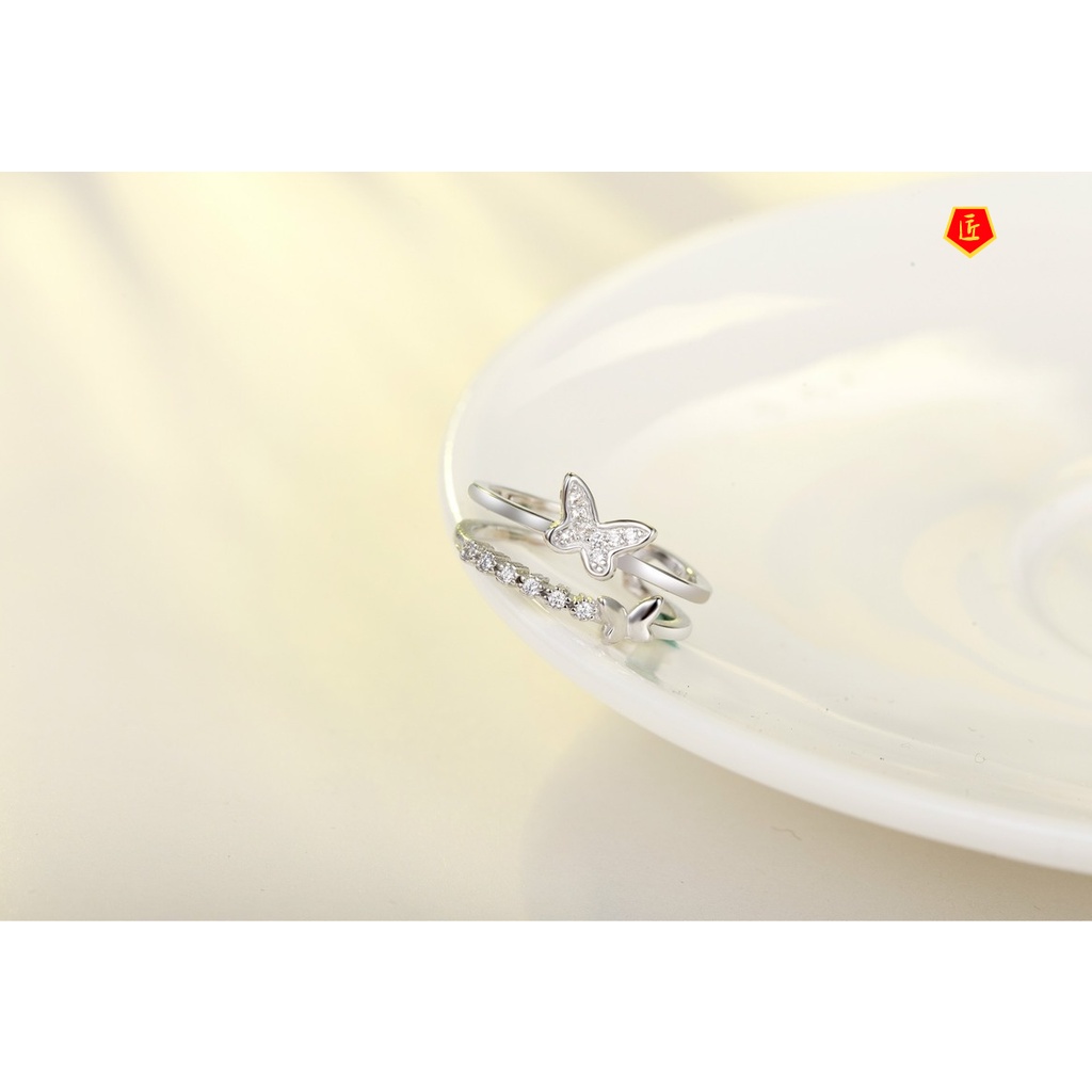 [Ready Stock]Female Silver Butterfly Ring Korean Style Simple Fashion