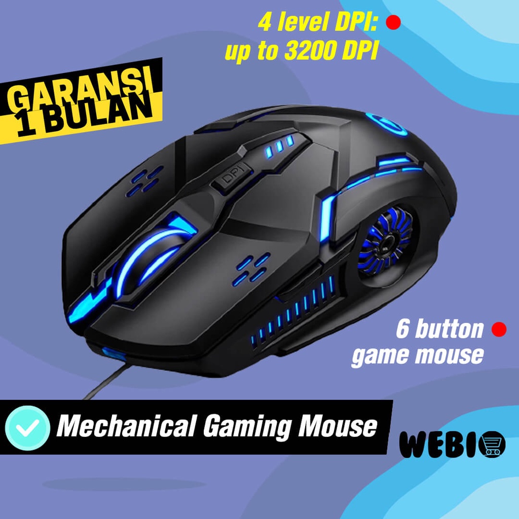 Mouse U104 Wired USB Gaming Mause With RGB LED Untuk Laptop Komputer PC Ada 2 Warna – Black &amp; Gray