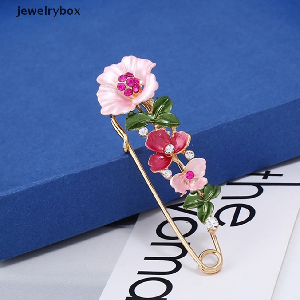 [jewelrybox] Pin Berlian Imitasi Elegan Bunga Enamel Bros Wanita Sederhana Kerah Pin Aksesoris Butik