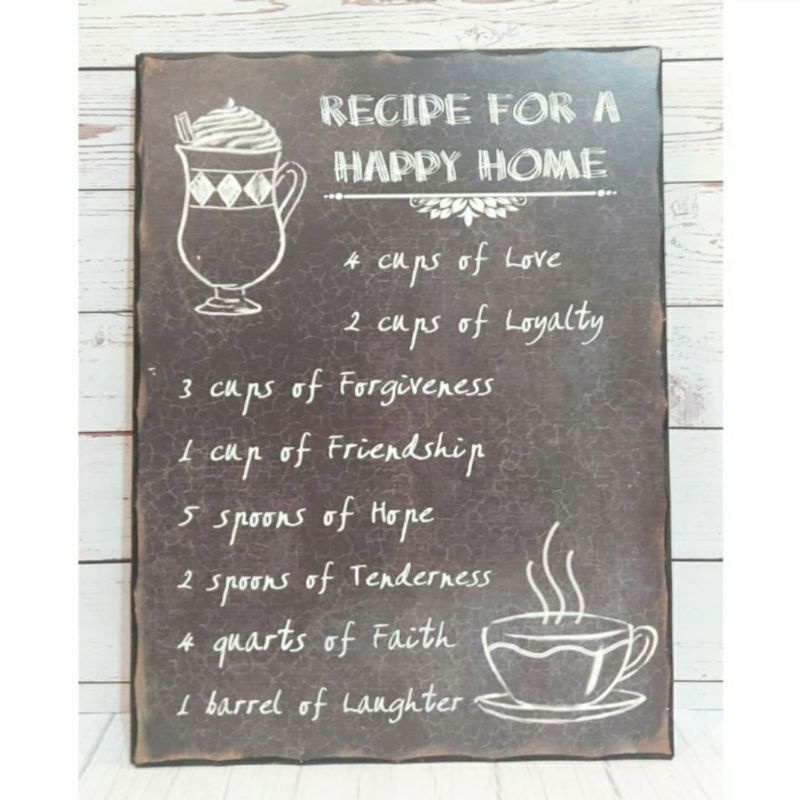 PAJANGAN HIASAN RECIPE FOR A HAPPY HOME 30 x 39.5 x 2.5 cm