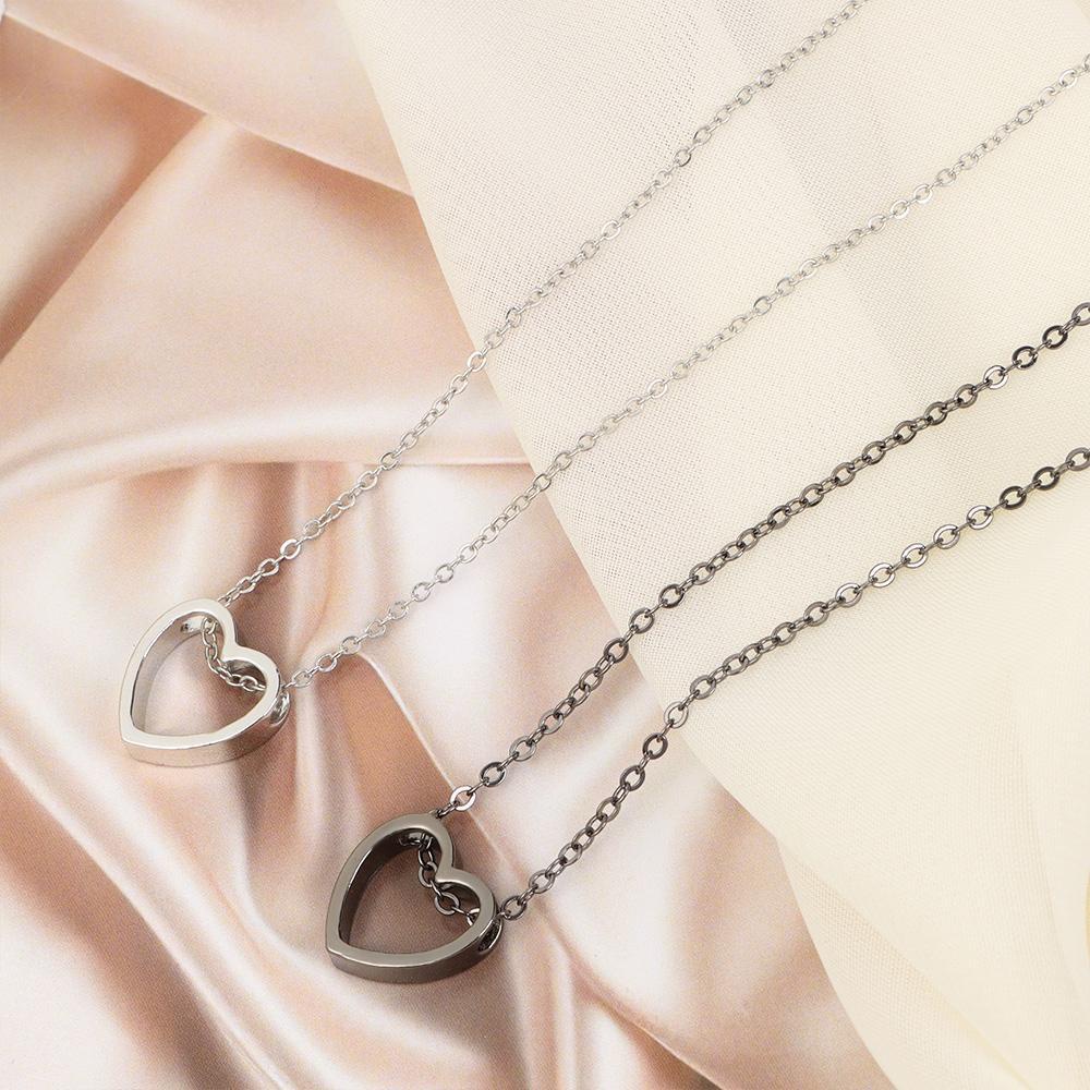 Solighter Liontin Hati Wanita Perhiasan Choker Rantai Stainless Steel