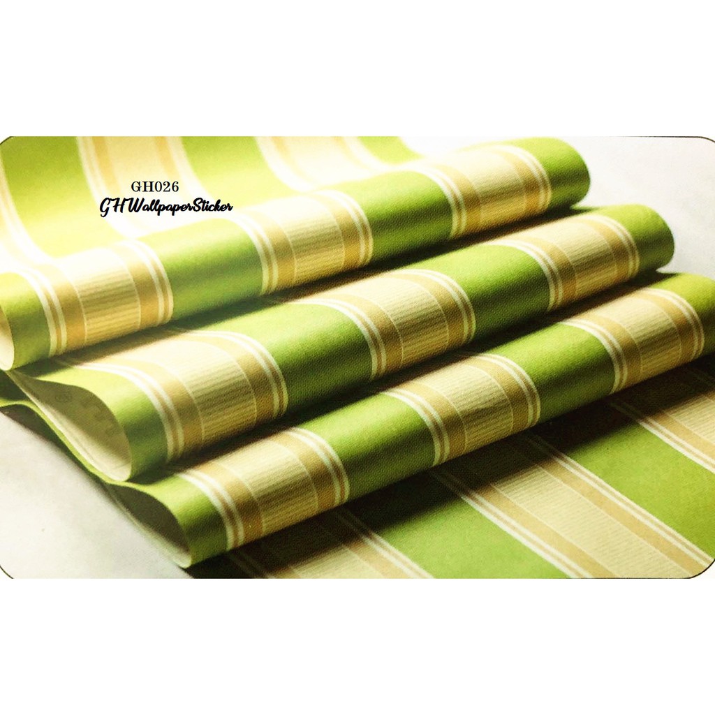 Wallpaper Dinding Salur Wallpaper Stiker 3D Wallpaper Stiker Dinding Ruang Tamu Wallstiker 45Cm X 10M Salur Hijau-4