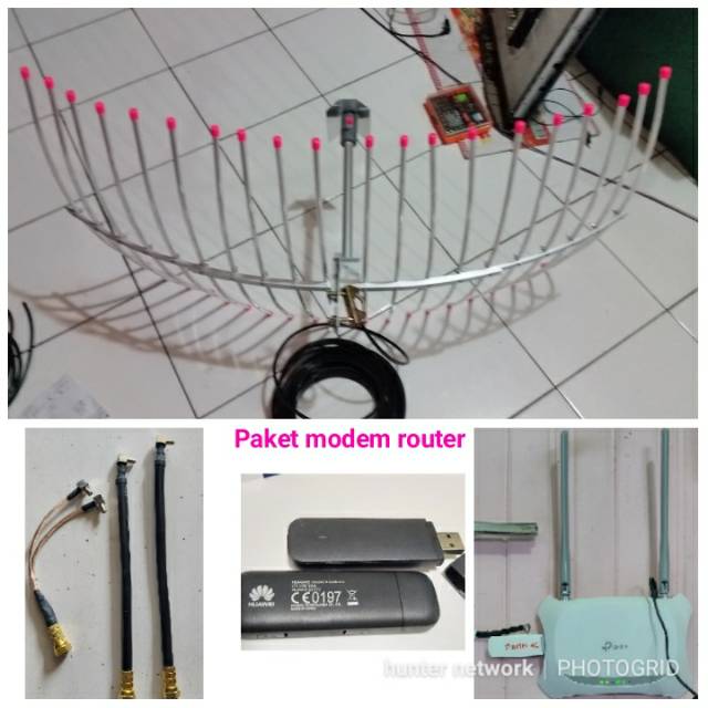 Paket modem router Antena yagi grid 2G 3G 4G tplink MR3420 Huawei e3372 pigtail