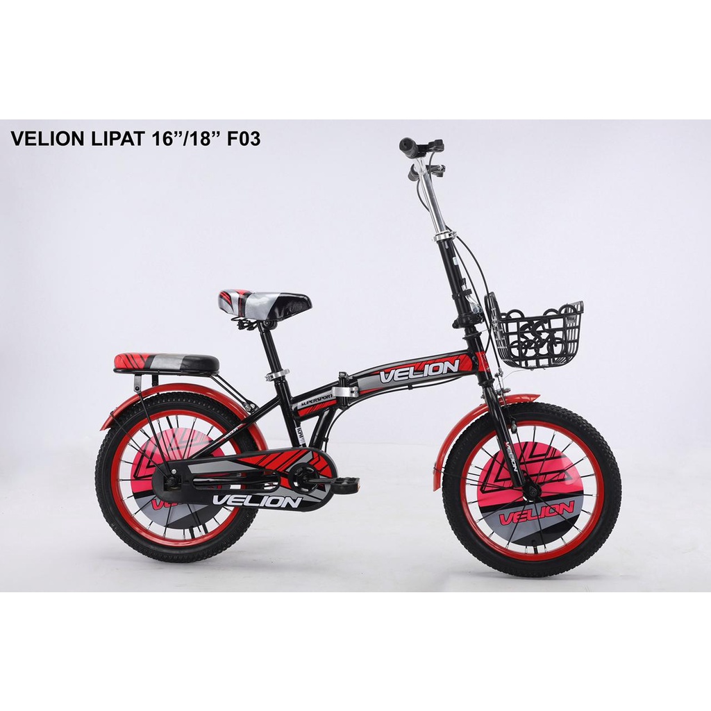 sepeda lipat anak velion ukuran 16 18 keranjang terbaru