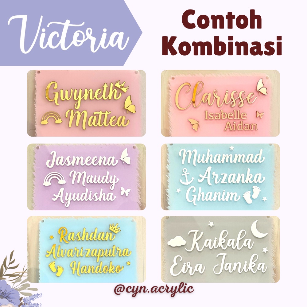 VICTORIA Hospital Board Akrilik Acrylic Announcement Biodata Baby Bayi Newborn Kado Mewah Bagus