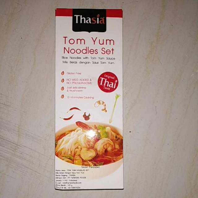 

Thasia tom yum noodles set original thai taste 145gr gluten-free no MSG added