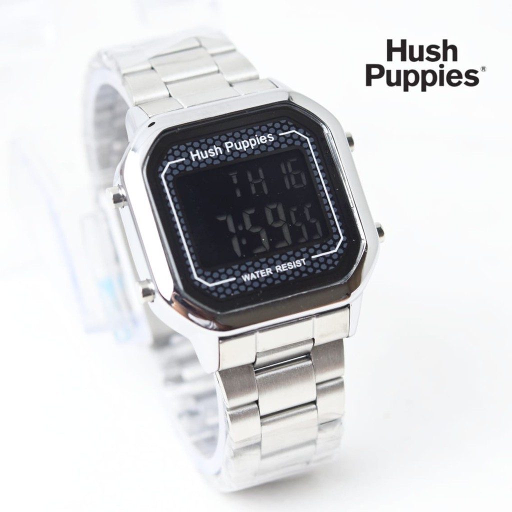 Jam Tangan Digital Hush Puppies Segi Strap Rantai Fitur Tanggal Dan Hari