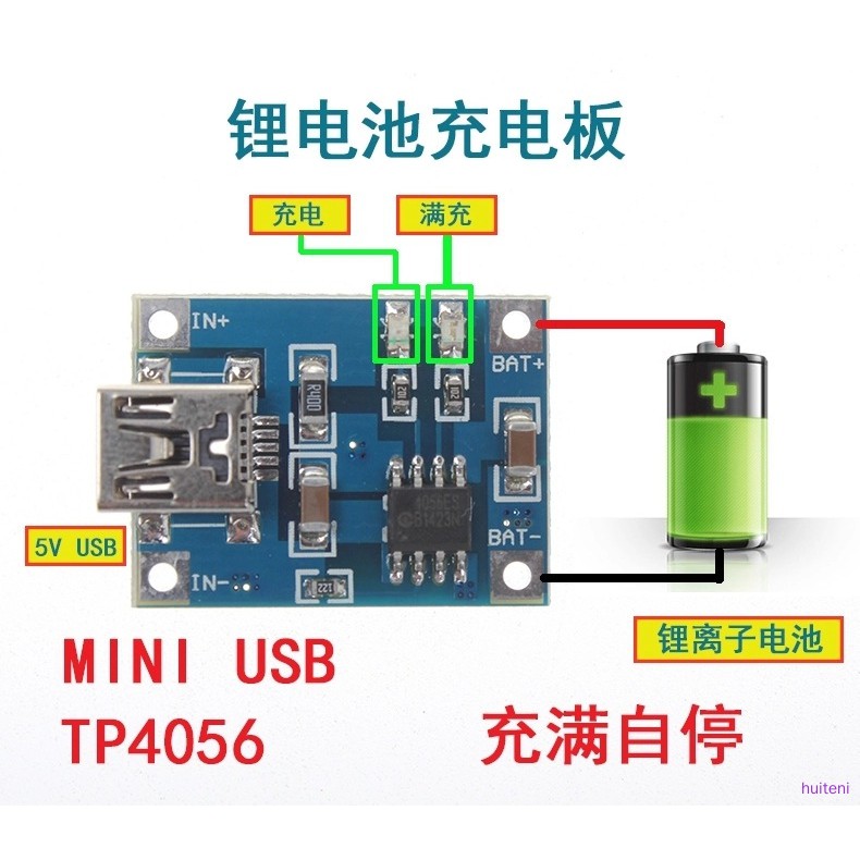 10pcs / 5pcs / 2pcs Tp4056 1a Papan Modul Charger Baterai Lithium Mini Interface Usb Huiteni