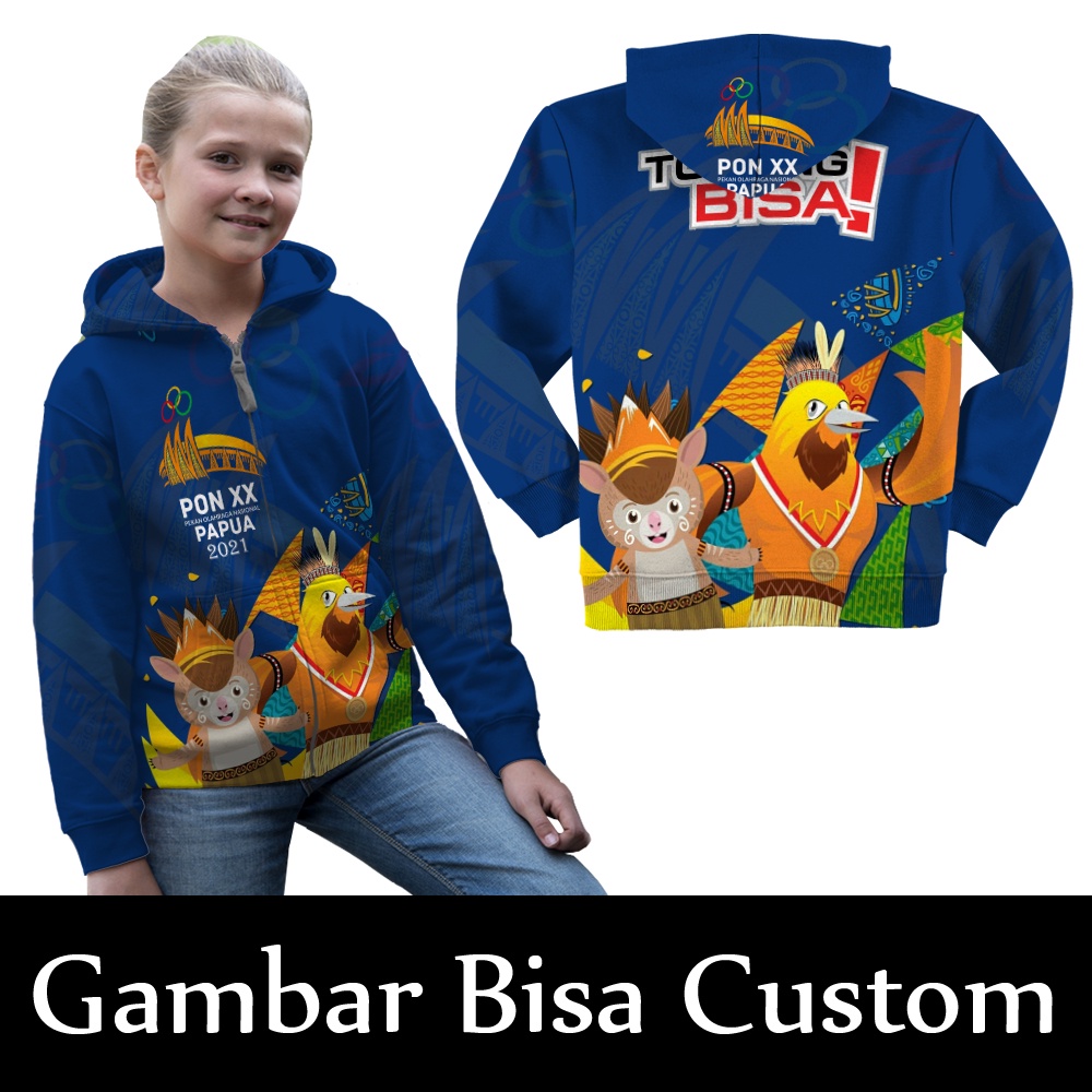 PON XX Papua 2021 Jaket Anak / Jaket Hoodie Anak PON XX Fulprint New / Hoodie PON XX 2021 Torang Bis