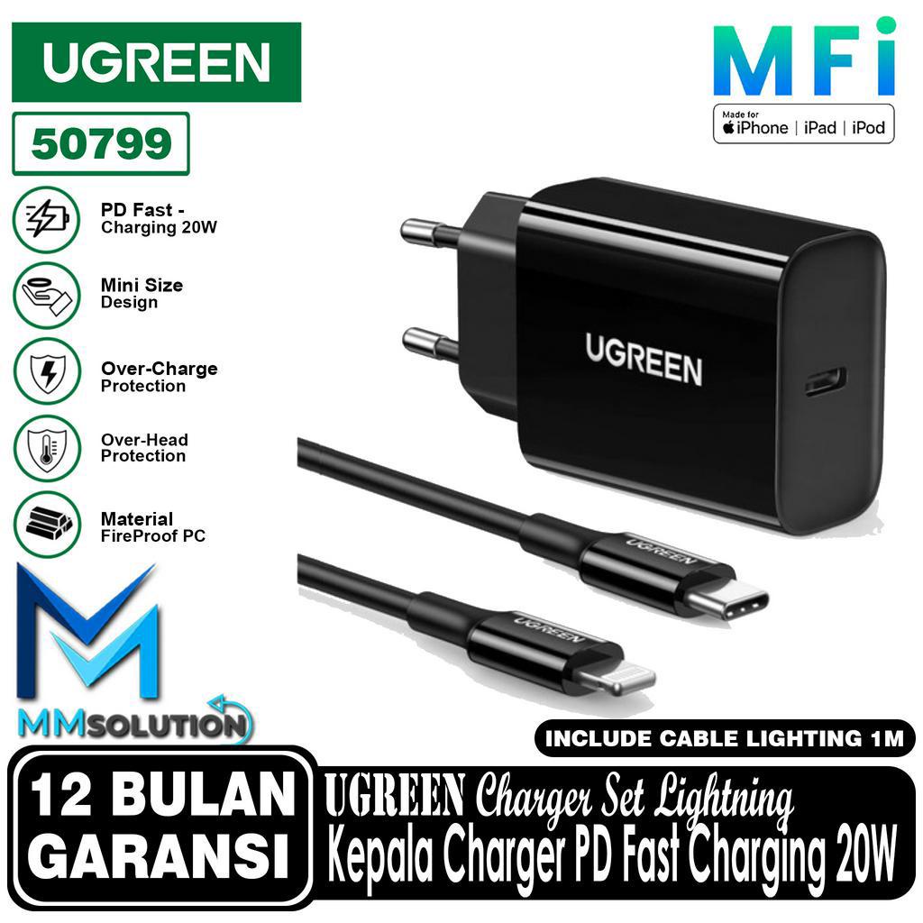 UGREEN Kepala Charger Set 20W + Kabel Lightning MFi PD Fast Charging