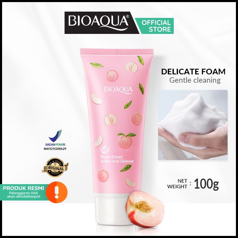 {DS}【BPOM】BIOAQUA face wash Peach Extract Amino Acid Cleanser