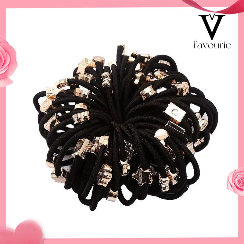 [COD]Cincin rambut elastis tinggi, tali rambut karet gelang aksesoris rambut sederhana-FA