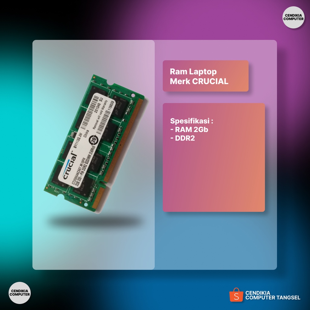 RAM LAPTOP 2GB DDR2 MERK CRUCIAL