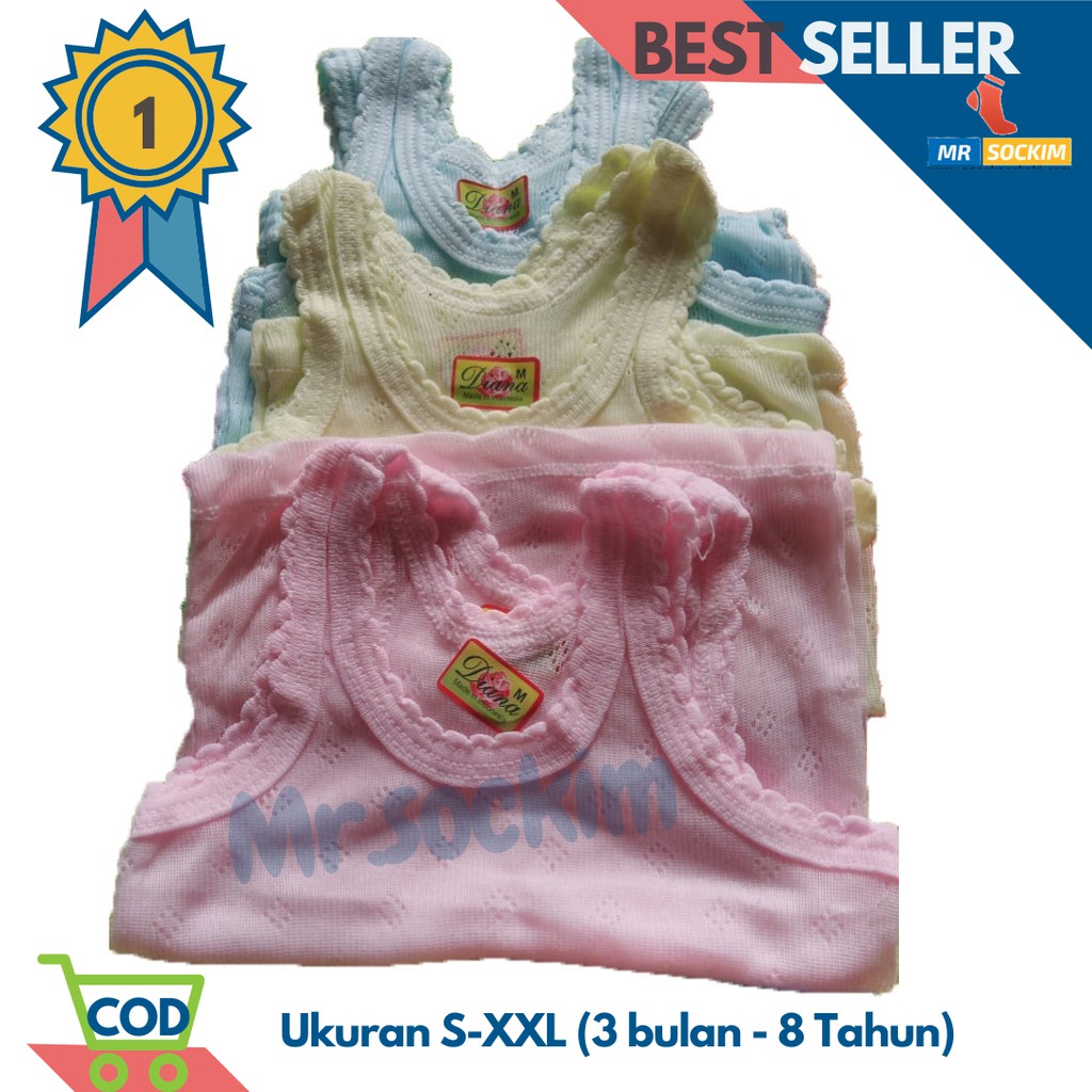 Kaos Dalam Anak Perempuan dan Laki laki warna 1 tahun sampai 8 tahun Diana Jojo Win win 6 Pcs