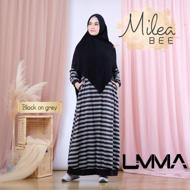 Gamis Milea Bee by UMMA black on grey size M