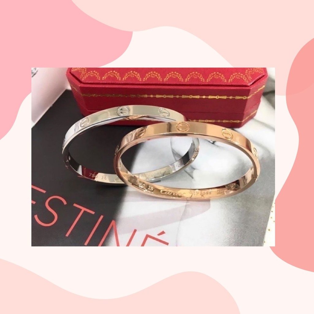 Paket Set Perhiasan Gelang Cincin Cap 750 Titanium Premium Import Aksesoris Fashion Wanita Emboss