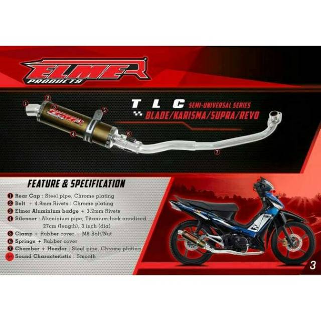 knalpot ELMER TLC dan Black fosfor satria FU- new MX- blade- athletw