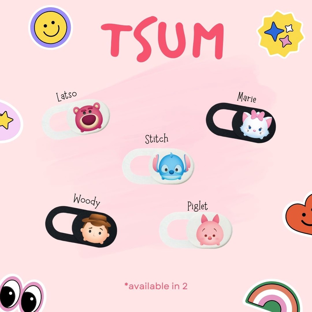 CUSTOM TSUM LATSO MARIE PIGLET STITCH WOODY PELINDUNG PENUTUP WEBCAM KAMERA COVER CAMERA LAPTOP HANDPHONE