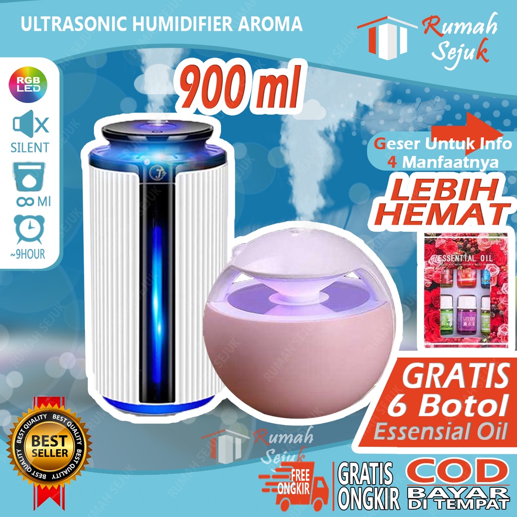 RS - Air Humidifier Diffuser Aromaterapi Alat Pengharum Ruangan Difuser Disfuser Unik Lucu RS-H8 Humdifier Purifier Difusser Defuser Humidifer Humadifier Humudifier Dispuser Humifider Portable Mobil Car Uap Hiasan Kamar Lampu LED Free Gratis Oil