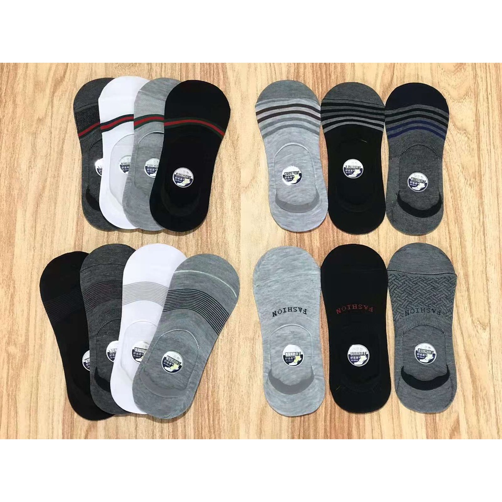 Hidden Sock Dewasa Pria Wanita Polos Motif Random /Kaos Kaki Invisible Cowok Cewek