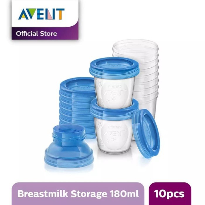 AVENT BREAST MILK STORAGE CUP 180ML 10'S/ TEMPAT PENYIMPANAN ASI 180ML ISI 10PCS