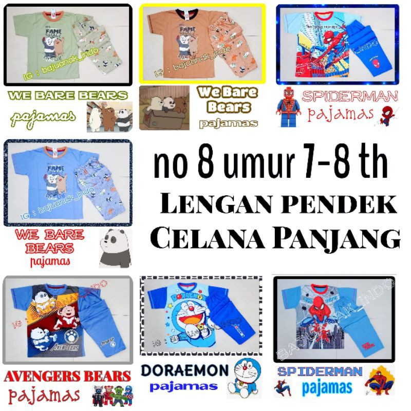 Baju tidur panjang pendek 7 11 tahun laki Superhero Piyama Baju tidur panjang pendek 7 11 tahun laki Superhero Piyama