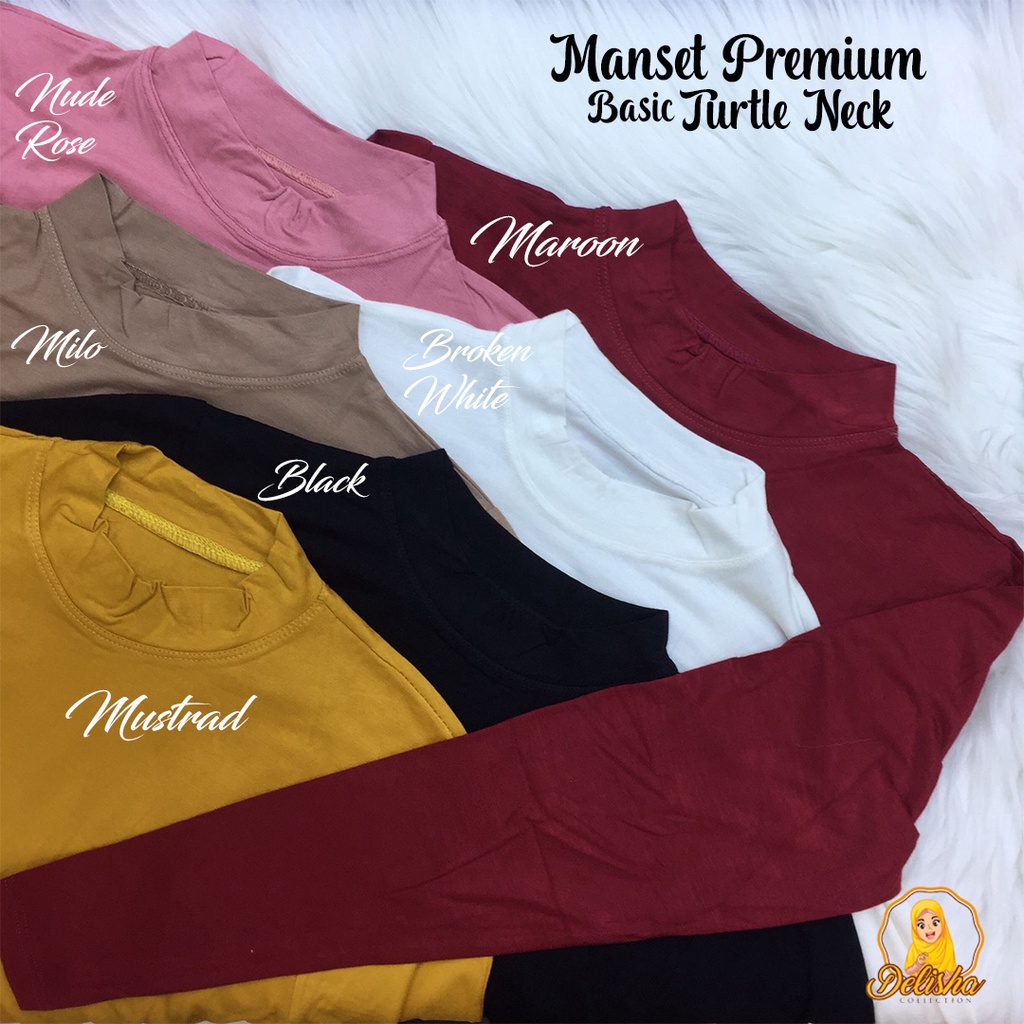 Baju Manset Lengan Panjang Wanita Turtle Neck Rayon Premium Standard &amp; Jumbo Manset Kaos Longsleeve