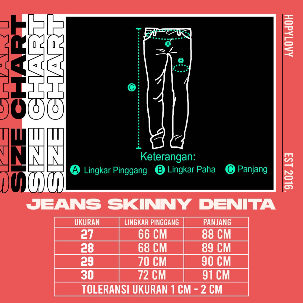 HOPYLOVY - Celana Jeans Wanita Skinny Ripped Denita