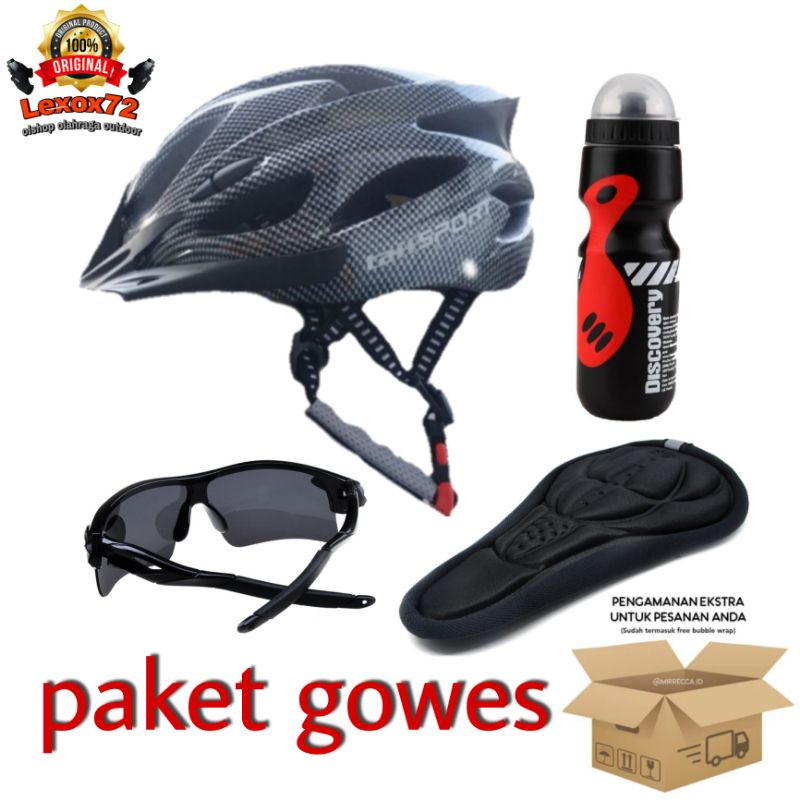 Helm sepeda taffsport full fvc foam mtb roadbike seli - paket siap gowes