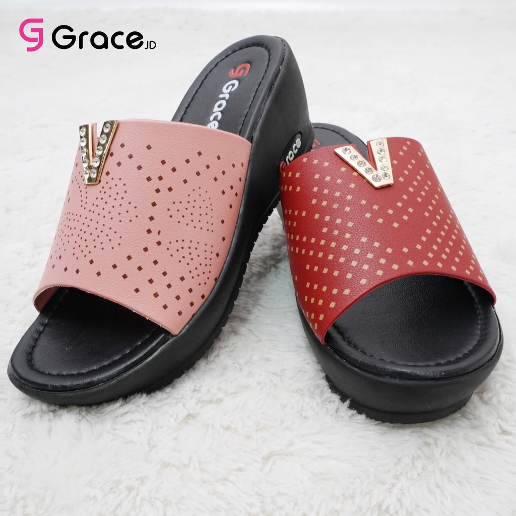 GRACE [SFL-403] Sendal Wedges Wanita CALBI/ Sandal Hak Tinggi Selop Kokop