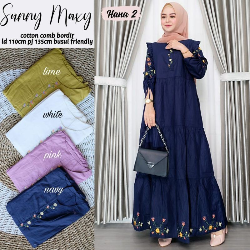 MAXY KATUN BORDIR - DRESS REMPEL - SUNNY MAXY ORI HANA - ZALEA MAXI BY MAJESTY