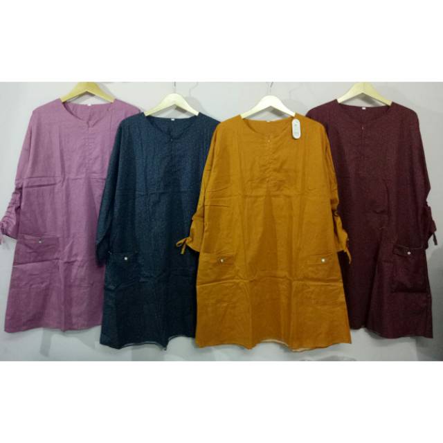 Tunik pocket new ,Ld 125-135cm pb 90cm,lengan panjang dan serut ,depan sleting busui friendly