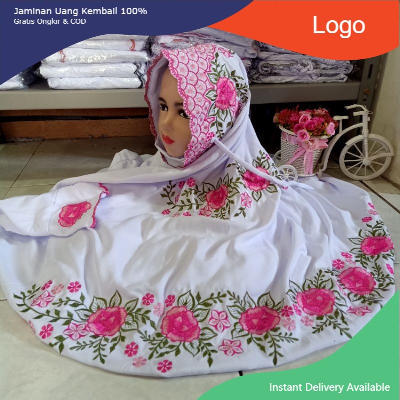 Mukena Anak Tanggung(SMP)Model Terusan Bordir(PRODUKSI SENDIRI)