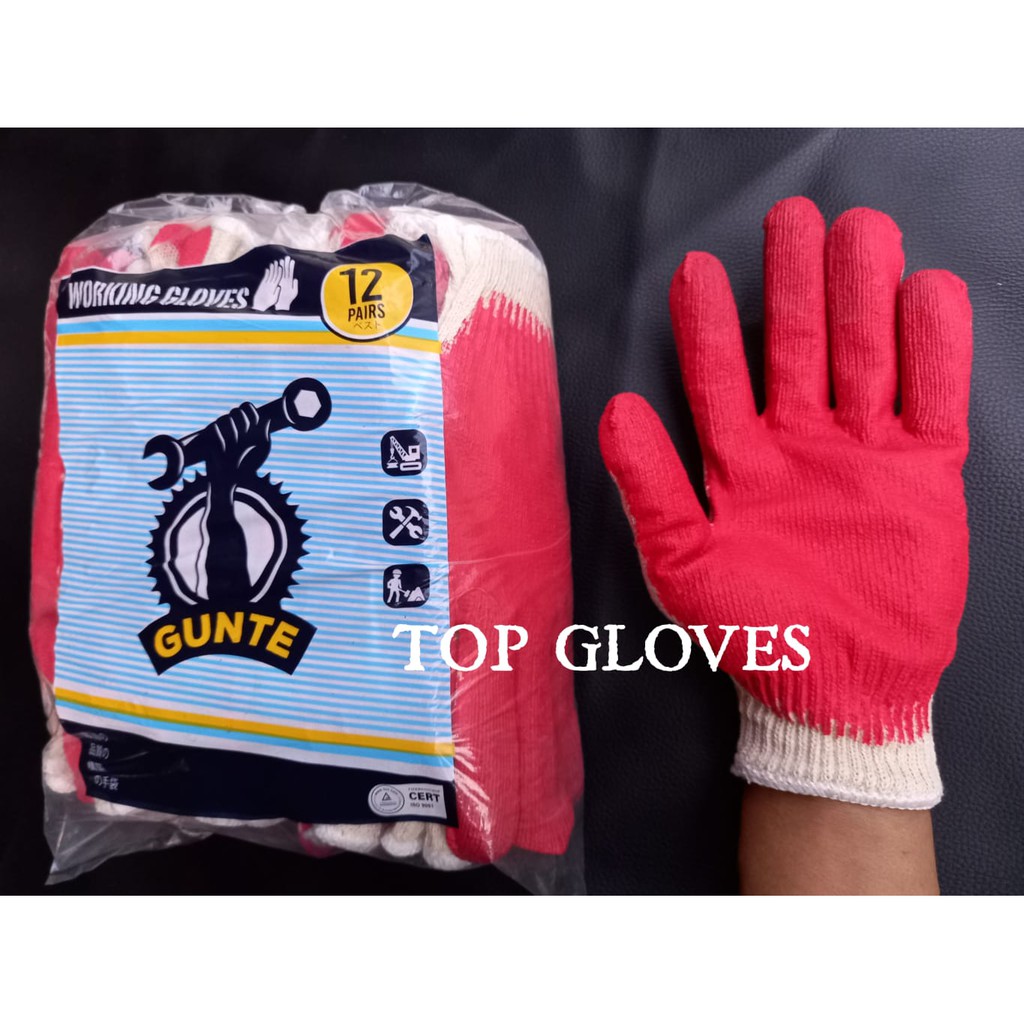 Sarung Tangan Dipping GUNTE - Sarung Tangan Rajut Benang 3 Lapis Latex - Working Gloves