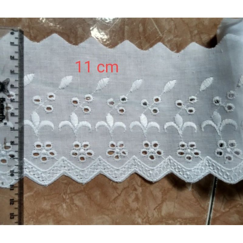 Renda katun kembang renda katun putih renda mukena renda baju renda bordir katun